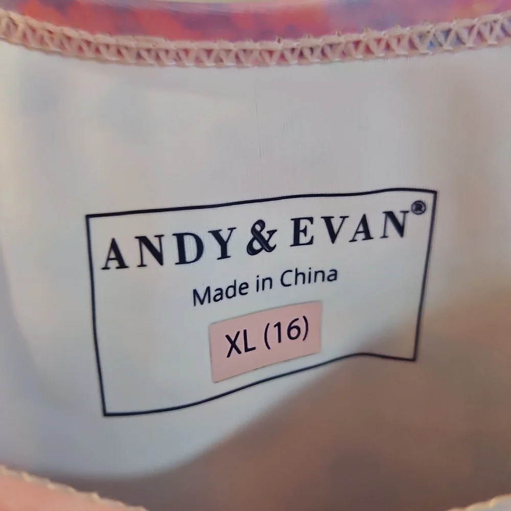 Andy & Evan Girls' Two-Piece Swimsuit: PINK SWIRL: NEW WITH TAGS: SIZE XL (16)